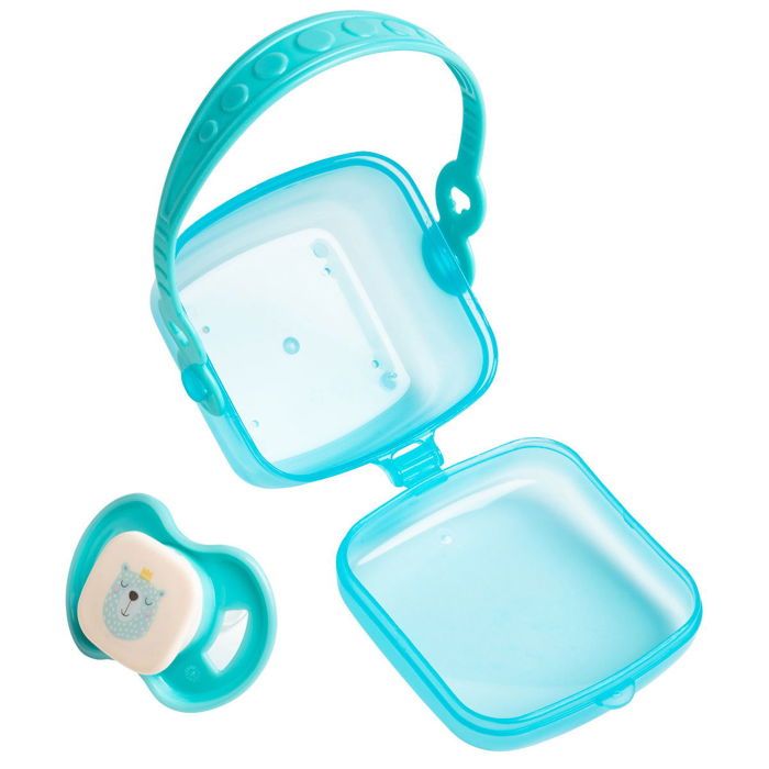 Babycalin - Tétine 3 mois Ours Bleu - Sucette avec boite de rangement