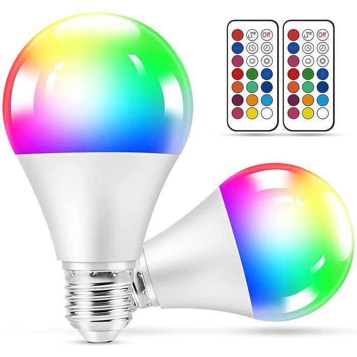 Ampoule LED 10W Eq 60W E27 RGB avec télécommande