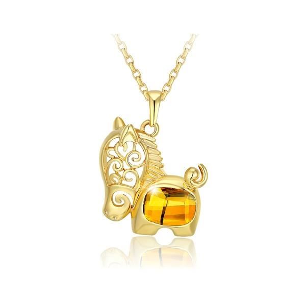 Pendentif Cheval en Cristal Jaune de Swarovski Ele Pendentif Cheval en Cristal Jaune de Swarovski Ele