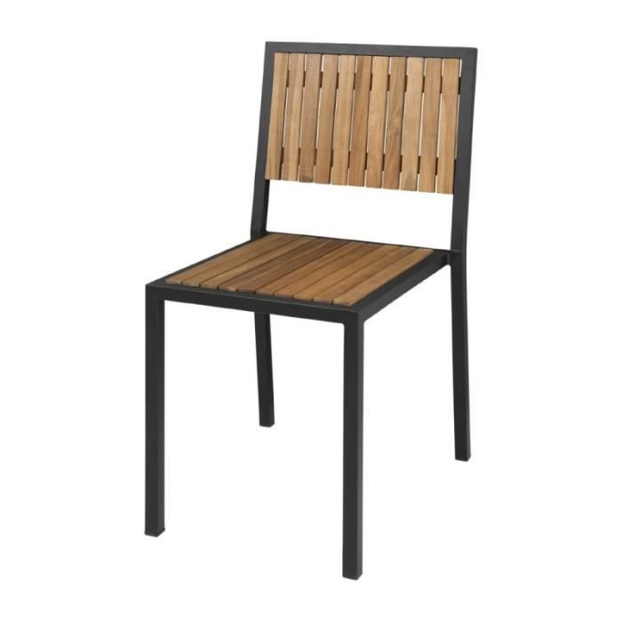 chaise de jardin en acier et bois d'acacia - lot de 4 - bolero