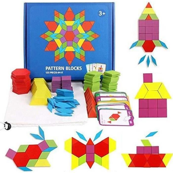 Puzzle Tangram Montessori En Bois - 155 Pièces, 48 Cartes Design, Jeu éducatif Pour Enfants 3-7 Ans