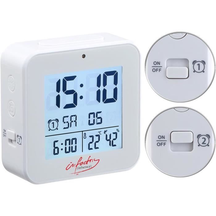 Réveil blanc Braun, radio-piloté et silencieux, BC07W - HECE International