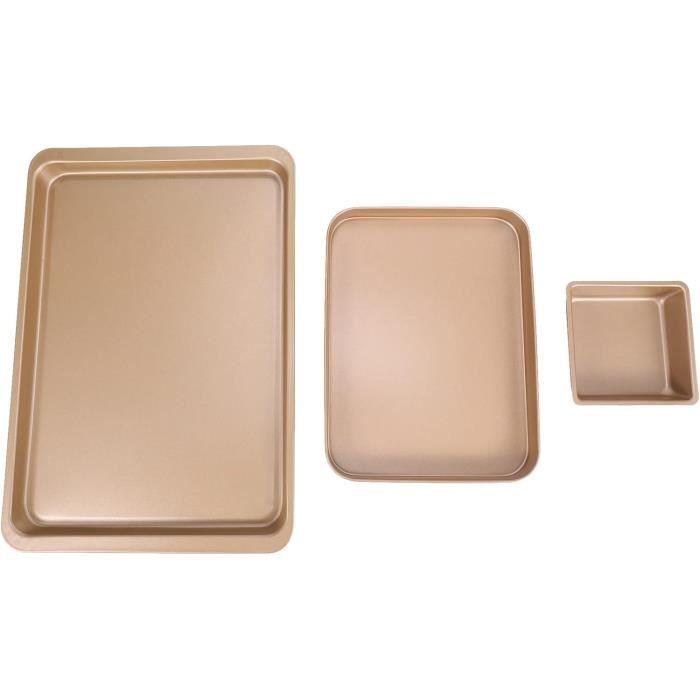Set De 3 Plaques De Cuisson Antiadhésives NutriChef - Acier Carbone, Résistantes à 230°C, Poignées Silicone, Empilables