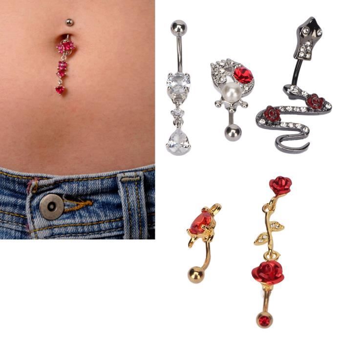 Drfeify Anneaux de nombril Piercing Nombril Femme, 5 Pièces Anneaux Nombril, Bijoux Piercing