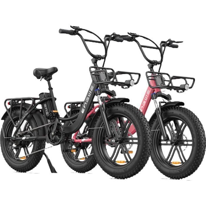 Vélo électrique ENGWE L20 - ENGWE - VTC fat bike de ville - Autonomie 115km - Batterie 48V13Ah - Vert + Rose