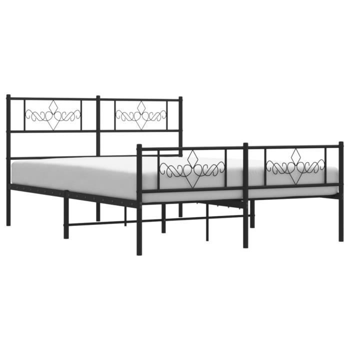 Cadre de lit - FAFEICY - A355285 - Métal noir - 140x190 cm - Design classique intemporel
