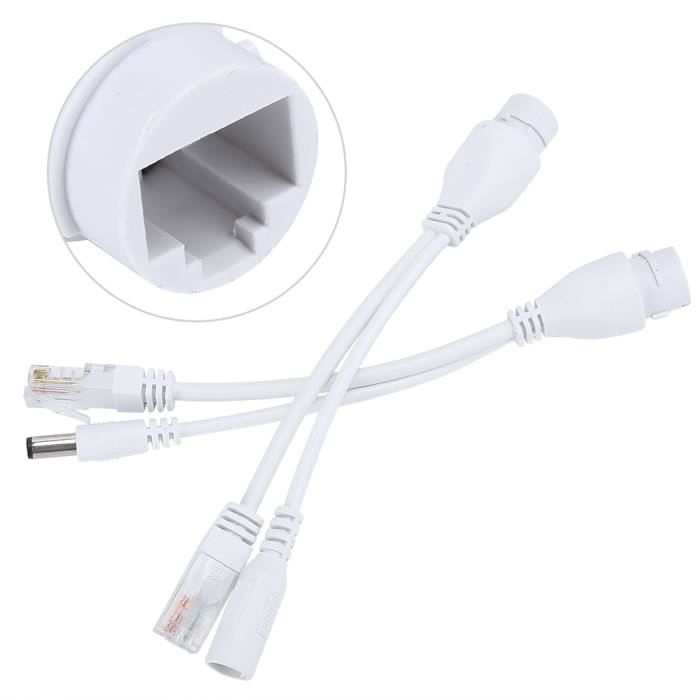 Kit Injecteur + Répartiteur PoE 2 Pièces - Compatible Norme IEEE 802.3af - Alimentation DC12V Via Câble Réseau - Blanc