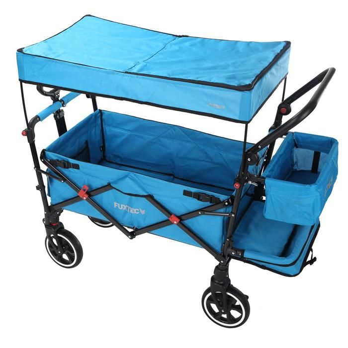 Chariot de transport enfant - Bleu - FUXTEC Premium Cruiser - pliable charge 75 kg