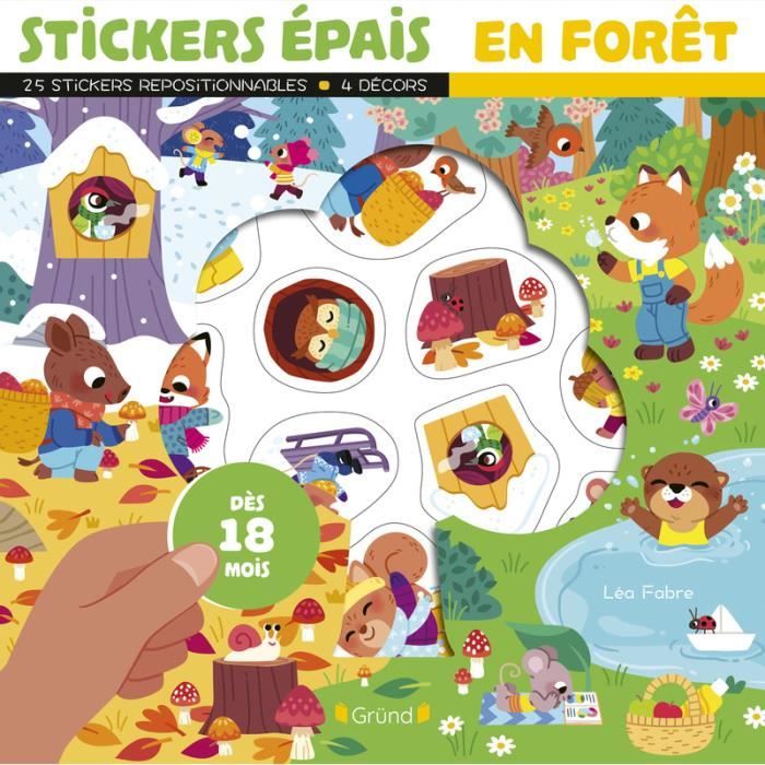 Grund - Stickers epais : En forêt – Pochette de 25 autocollants