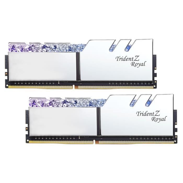 Vente Memoire PC G.SKILL Mémoire PC Trident Z ROYAL - 32 Go - PC4-24000 / DDR4 3000 Mhz F4-3000C16D-32GTRS DDR4 - Gris pas cher