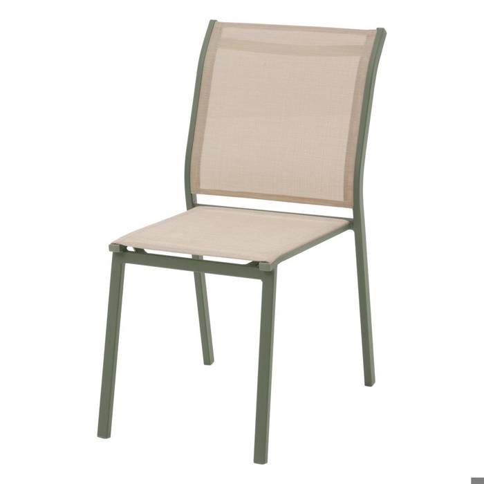 Chaise de jardin empilable Essentia lin & vert laurier aluminium et texaline - Hespéride