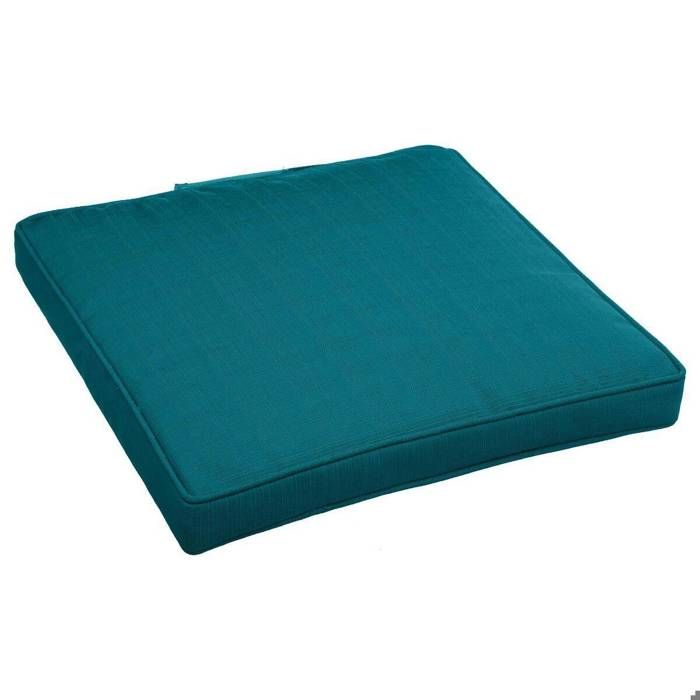 Galette de chaise à scratch Korai bleu canard 40x40x4cm en polyester - Hespéride Galette de chaise à scratch Korai bleu canard 40x40x4cm en polyester - Hespéride