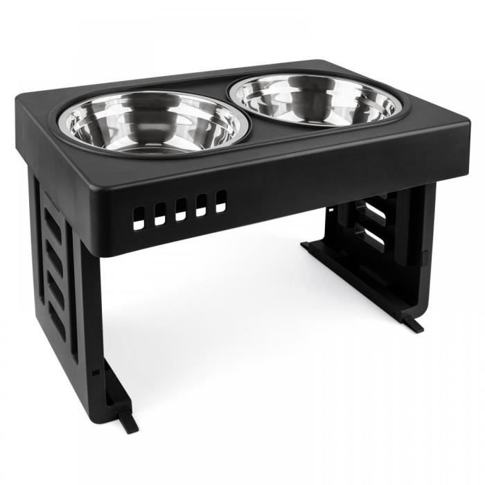 Meilleurs prix pour Gamelle pour chien JEOBEST - 44*27.5*7cm - ABS + acier inoxydable - Pieds amovibles - Ecuelle pour chien noir