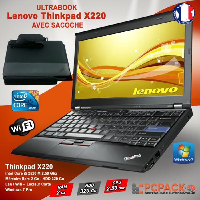 Top achat PC Portable LENOVO X220 i5 2G 320G WIFI Win7 + sacoche pas cher