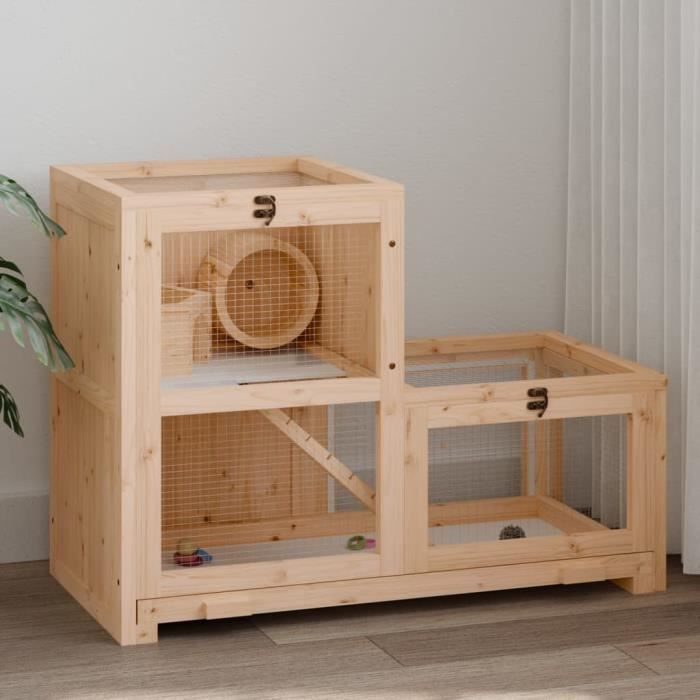 Comparer les prix de Cage à hamster - Mothinessto - YY08464 - Bois massif de sapin - 81x40x60 cm - 2 niveaux