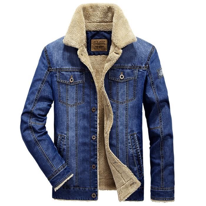 Veste en jean on sale avec moumoute homme