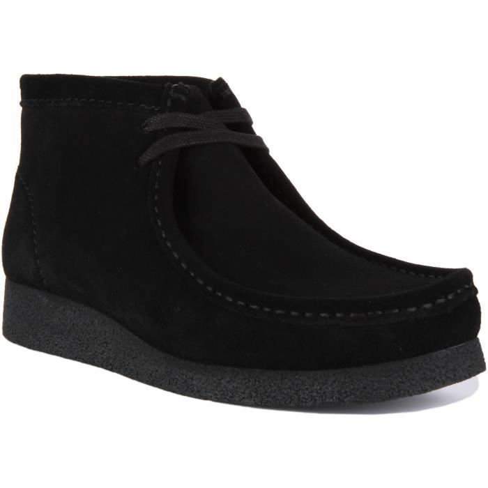 Clarks Originals Wallabee Evo Bottes en daim à lacets pour hommes en noir (Noir Daim, 44.5)