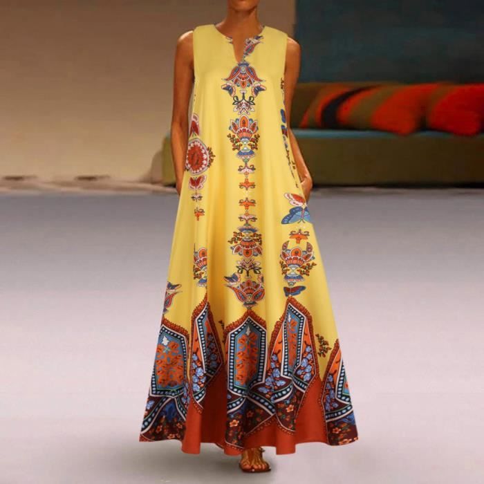 Jupe Maxi Femme Taille Haute Jaune/verte - Imprimé Africain Fait Main, Coton, Taille 8
