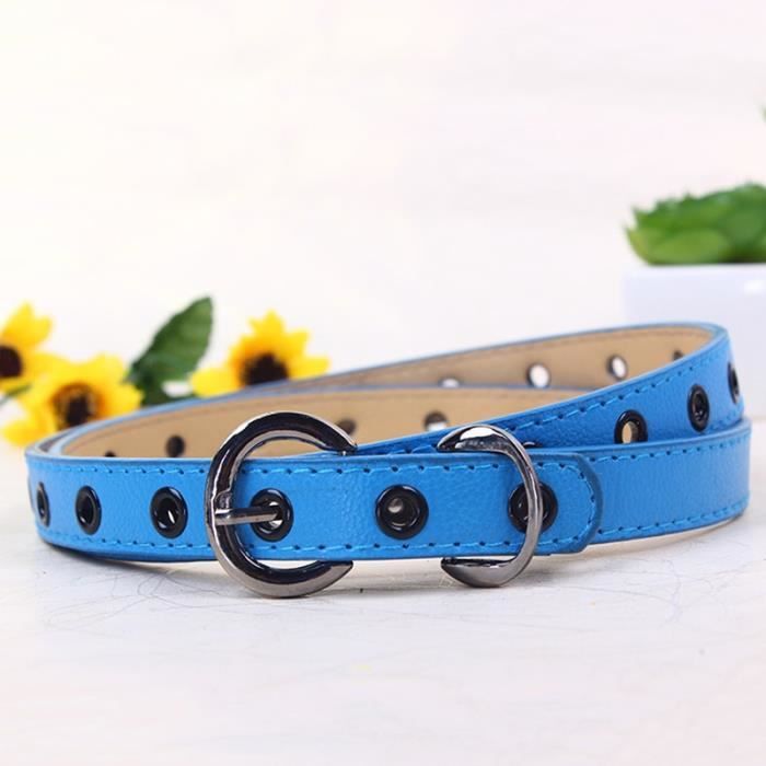 Ceintures Fille Lot De 4 - Formes Cœur, Cuir PU Réglable, Boucle Métal, 95 Cm, 4 Couleurs (noir, Blanc, Bleu, Rose)
