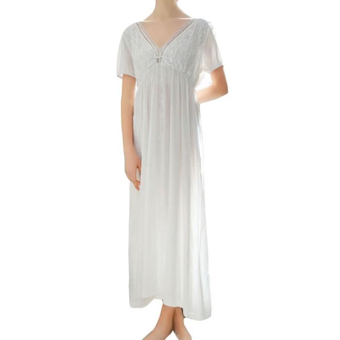 Robe De Nuit Bretelles 100% Coton - Style Victorien Vintage - Grande Taille - BEAUTELICATE