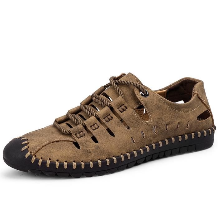 Sandale de Randonnée Homme - INSFITY - Simili cuir Respirant - Kaki