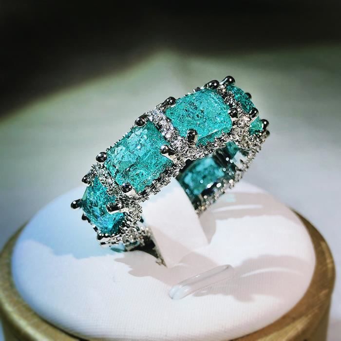 Coupe carrée 14K plaqué or blanc glacé laboratoire diamant alliance bandes d'éternité bague pour hommes femmes taille 59