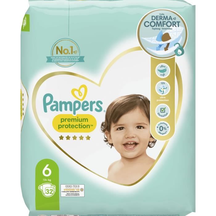 PAMPERS Premium Protection Taille 6 32 Couches Cdiscount