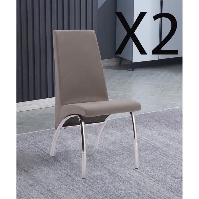 lot de 2 chaises de salle à manger en jarama gris avec pieds coloris chromé - longueur 44 x profondeur 61 x hauteur 95 cm