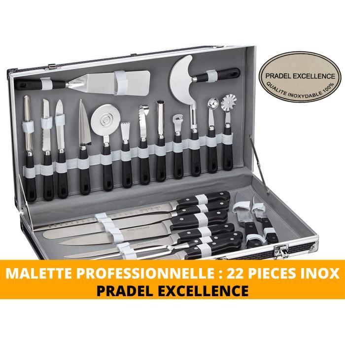 PRADEL EXCELLENCE Mallette Couteaux de Cuisine Professionnelle, Valise  Couteaux, Kit Cuisinier 22 Pièces