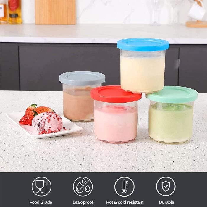 Veciado Lot 4 Contenants Crème Glacée Compatibles Creami - Bacs Pints Pour Sorbetières