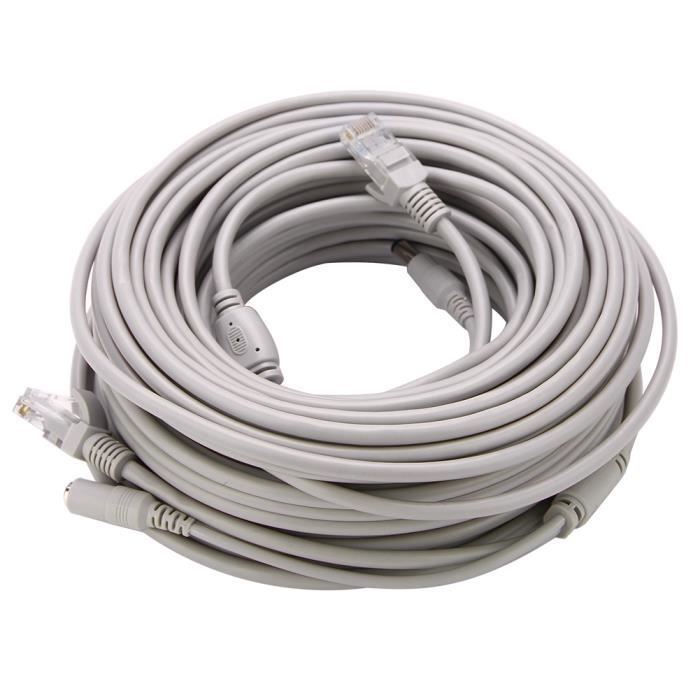 Câble Ethernet CCTV RJ45+DC - QQMORA - 20M - Compatible caméras IP ...