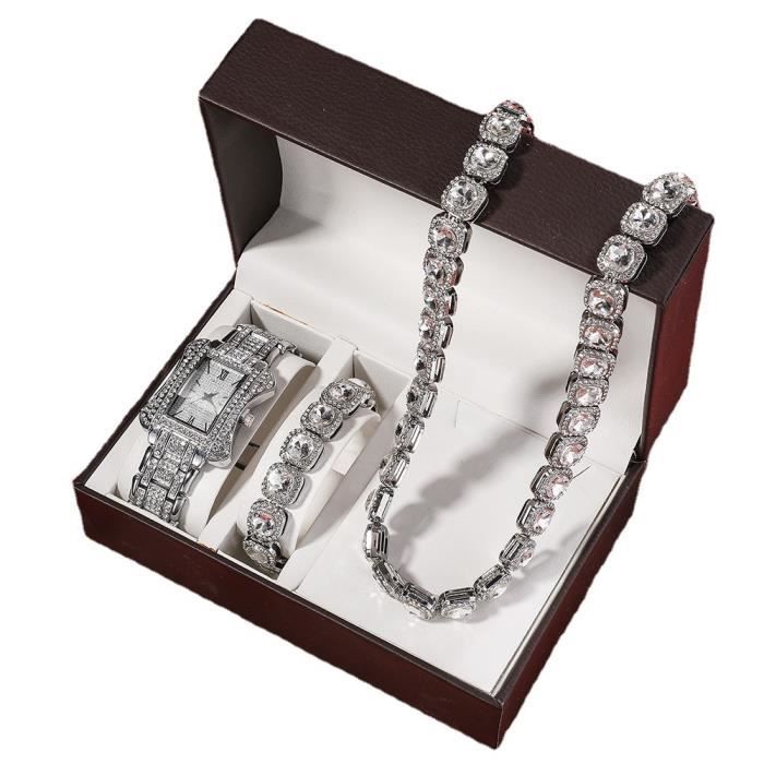 Coffret montre femme collier – bracelet – bijoux femme diamant