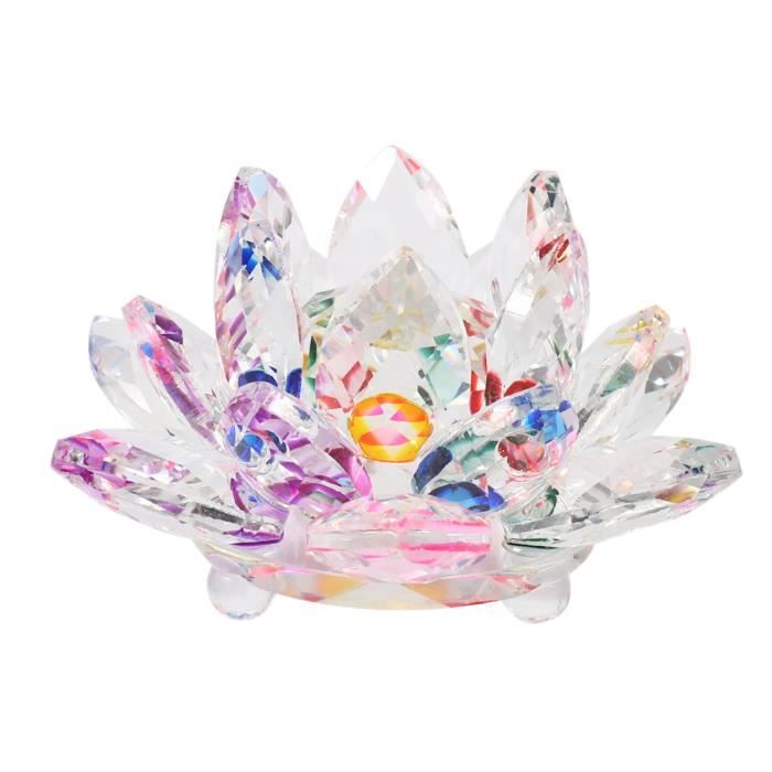 Fleur De Lotus De Cristal Arc En Ciel De 3,4 Pouces Avec Boîte De