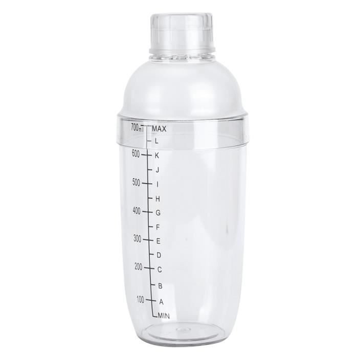 Shaker à Cocktail 700 Ml Transparent – Résine PC Graduée Avec Passoire Intégrée Bar Maison Café Fête
