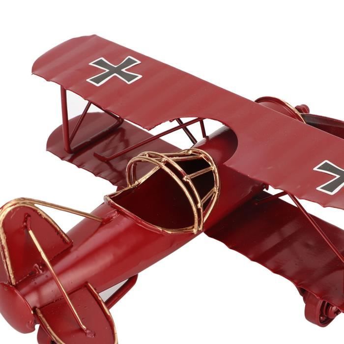 Modèle de biplan - ZJCHAO - Avion en fer - Couleurs vives - Décoration vintage - 21cm/22.5cm