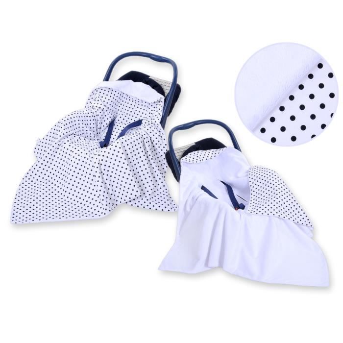 Couverture Bebe Pour Siege Auto Ou Poussette Blanc Pois Noirs Cdiscount Pret A Porter