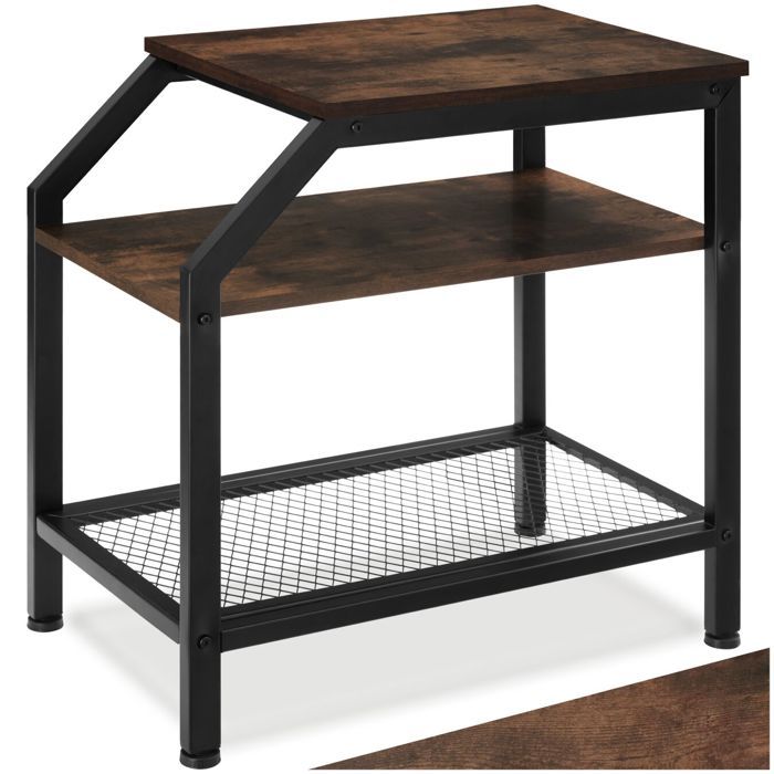 Table basse - TECTAKE - Table dappoint PLYMOUTH au style industriel en bois MDF et acier 365 x 585 x 595 cm - Bois foncé