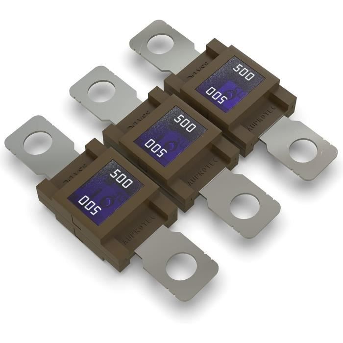 Porte-fusible ANM/MEGA Avec Fusible 100A - Lot De 2 - Pour Circuits Haute Intensité Voiture, Camion - 500A Max