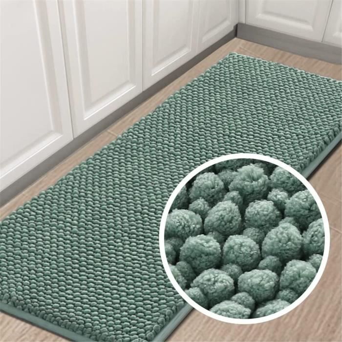 LINGKY Tapis de Bain, Antidérapant Tapis de Douche, Absorbant Tapis de Bain à Poils en Chenille Douce, Tapis pour Salle de Bain et Chambre, Lavable en Machine (Gris,50 x 80 cm