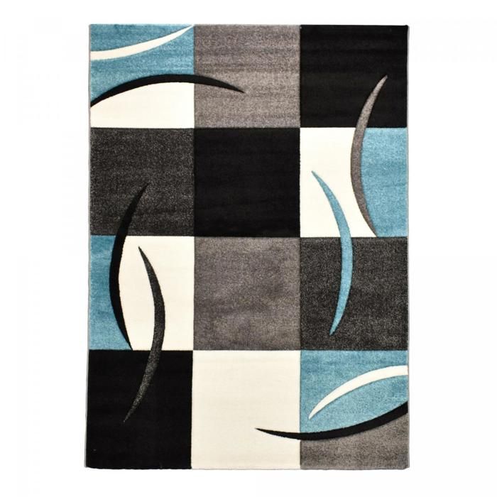 Tapis Moderne 140x140 Carre Cm Diamond Comma Bleu Polypropylene Un Amour De Tapis Cdiscount Maison