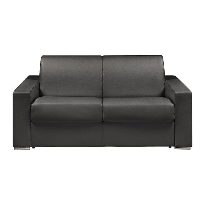 Canapé 2 places convertible express en simili noir - Couchage lattes larges 120 cm - Matelas 14 cm CALITO