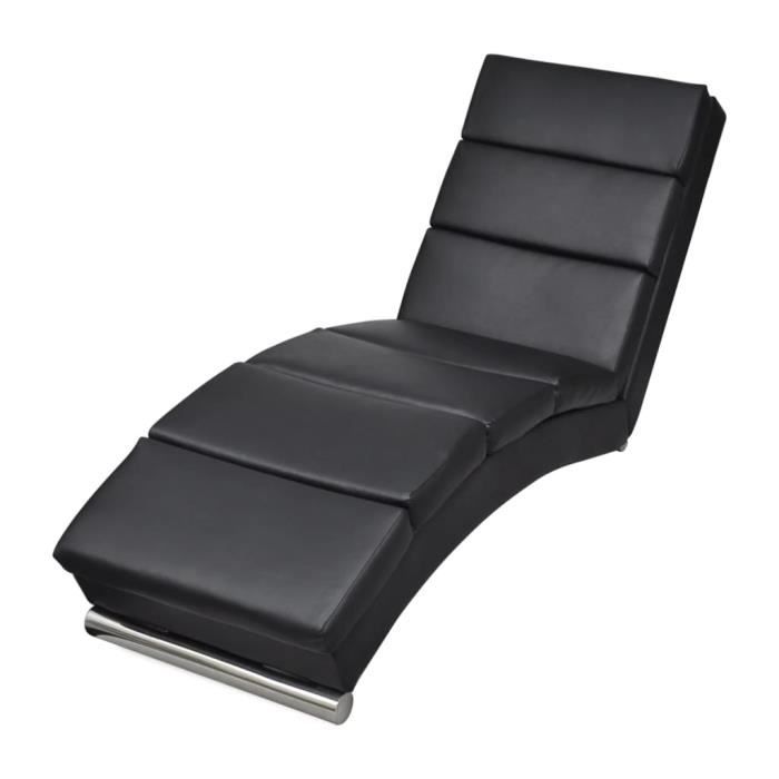 chaise longue en cuir synthétique noir