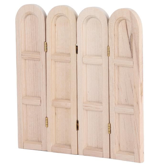 VINGVO Mini paravent en bois Mini écran en bois 1:12 rétro miniature scène meubles modèle maison de poupée accessoire (couleur