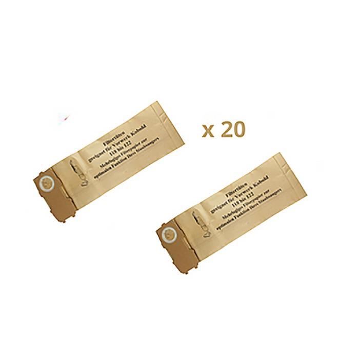 Sac Aspirateur VORWERK KOBOLD VK118 à VK122 ET340 lot de 20