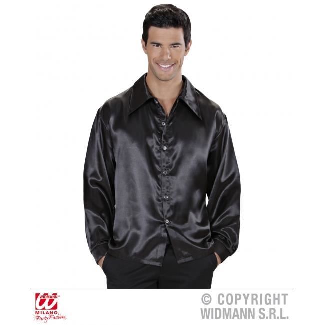 Chemise disco satinée noire WIDMANN Taille M (50-52) Homme - Main Image