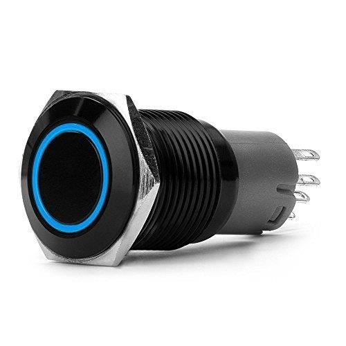 Interrupteur Bouton Poussoir Métallique 16mm LED - 3V à 24V, 5A, étanche IP65, Pour Voiture Ou Custom