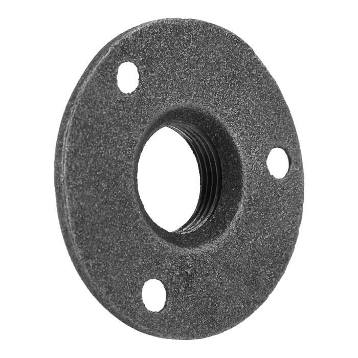 Lot De 10 Brides De Plancher Noires En Fonte - Style Industriel - Filetage BSP DN20 3/4" - Pour Meubles, Étagères, Rails - 9