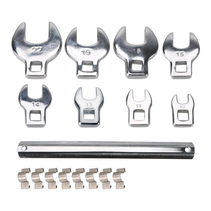Lot De 10 Clés à Pied De Biche Métriques 10 à 22 Mm - Outil Robuste Pour Écrous Et Boulons