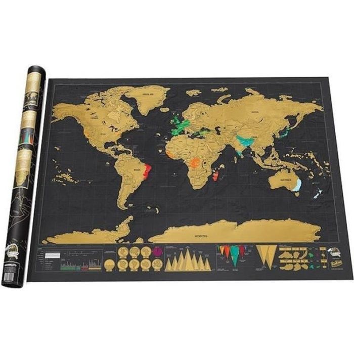 Carte Du Monde à Gratter Affiche Personnalisée De Voyage Aventure Cadeau Pour Voyageur Décoration Murale
