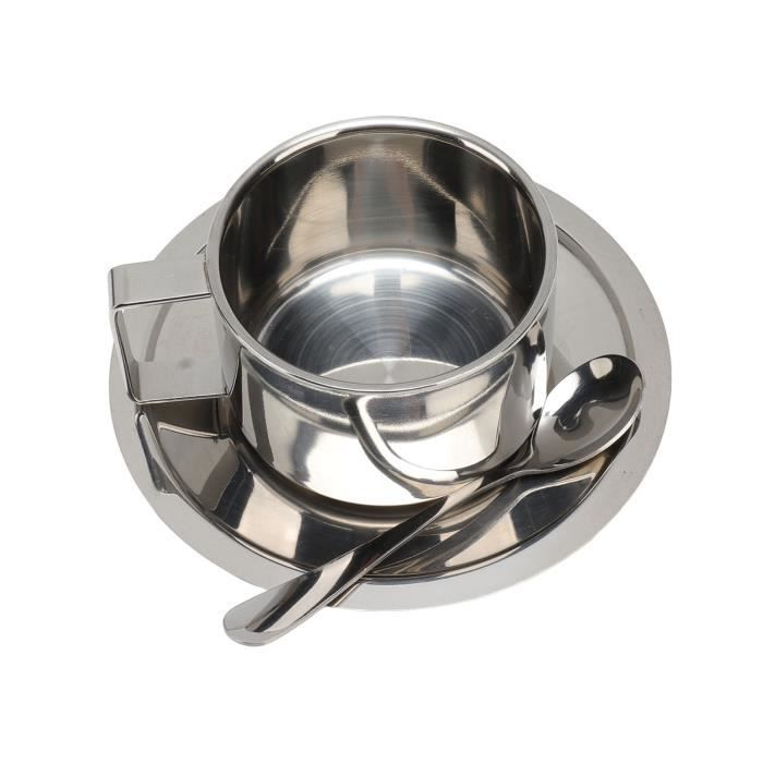 Tasse Corse En Inox Double Paroi 200 Ml - Isotherme, Fabriquée En France, Couleur Grise